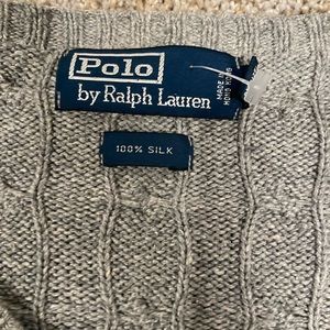 vintage gray 100% silk polo by ralph lauren sweater